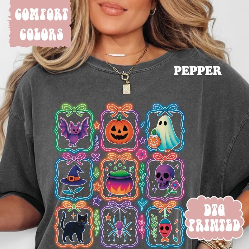 Neon Tarot Cards Shirt ~ Relaxed Fit Printed USA Womenswear Casual Comfort Cotton Top Athletic Boho Chic Everyday Suits T-Shirts, Hoodie, Sweatshirt - T-Shirt, Sweatshirt, Hoodie