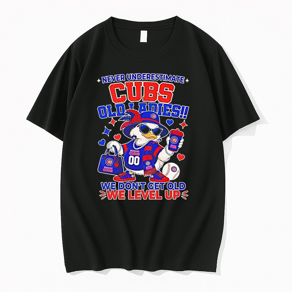 Never Underestimate Chicago Cubs Old We Dont Get Old We Level Up Tshirts Sweater Unisex T-shirt, Sweatshirt, Hoodie, Long Sleeve Tee - T-Shirt, Sweatshirt, Hoodie
