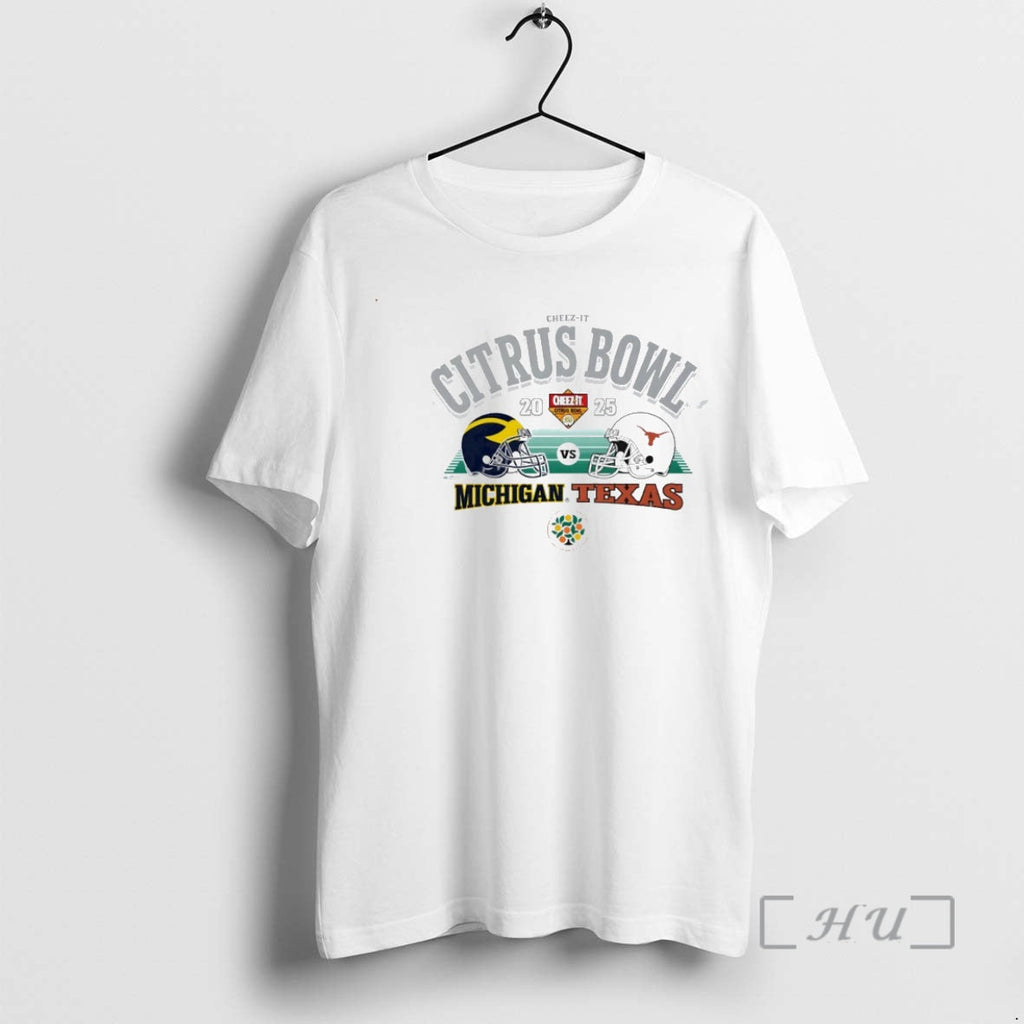 New Cheez Citrus Bowl 2025 Michigan Wolverines Vs Texas Longhorns Helmet Circle T-Shirts, Hoodie, Sweatshirt - T-Shirt, Sweatshirt, Hoodie
