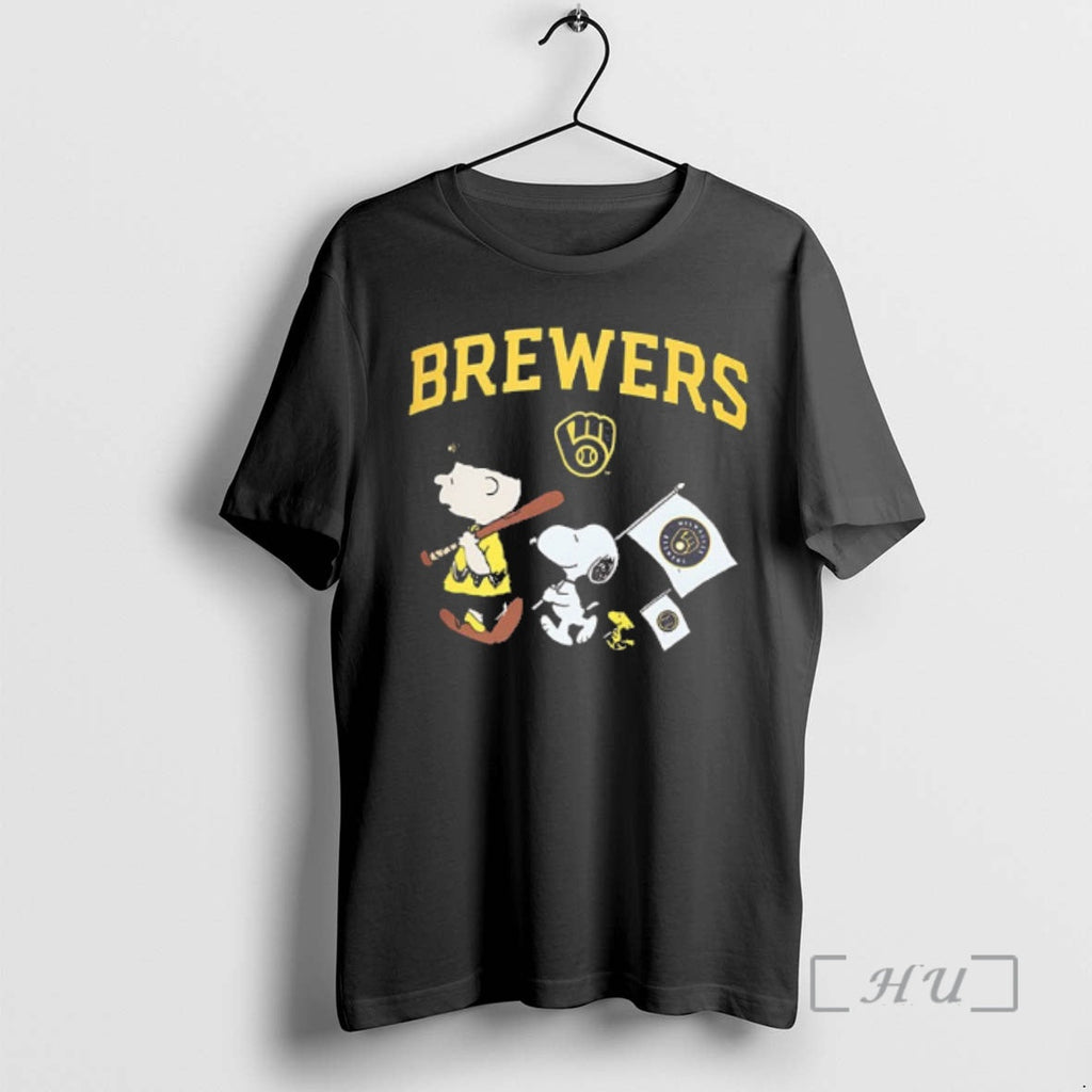 New Milwaukee Brewers X Peanuts Flag 2 Sided T-Shirts, Hoodie, Sweatshirt - T-Shirt, Sweatshirt, Hoodie