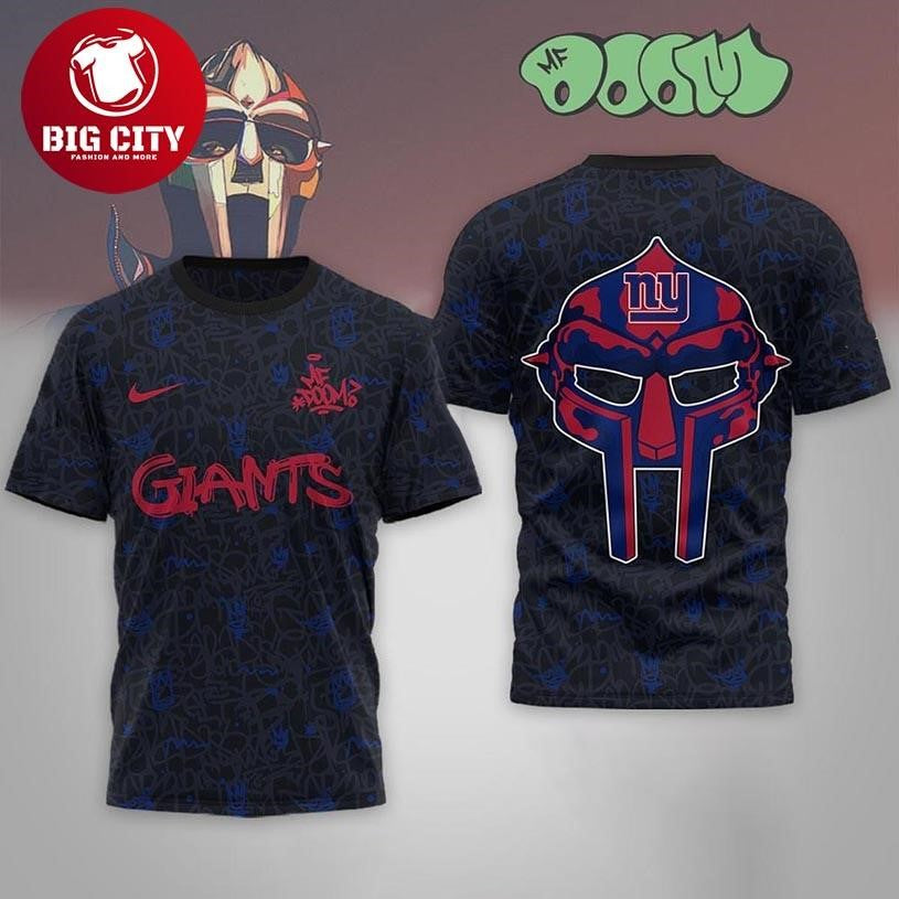 New York Giants MF Doom Tribute Tour 2026 Two Sided Shirt Unisex T-shirt, Sweatshirt, Hoodie, Long Sleeve Tee - T-Shirt, Sweatshirt, Hoodie