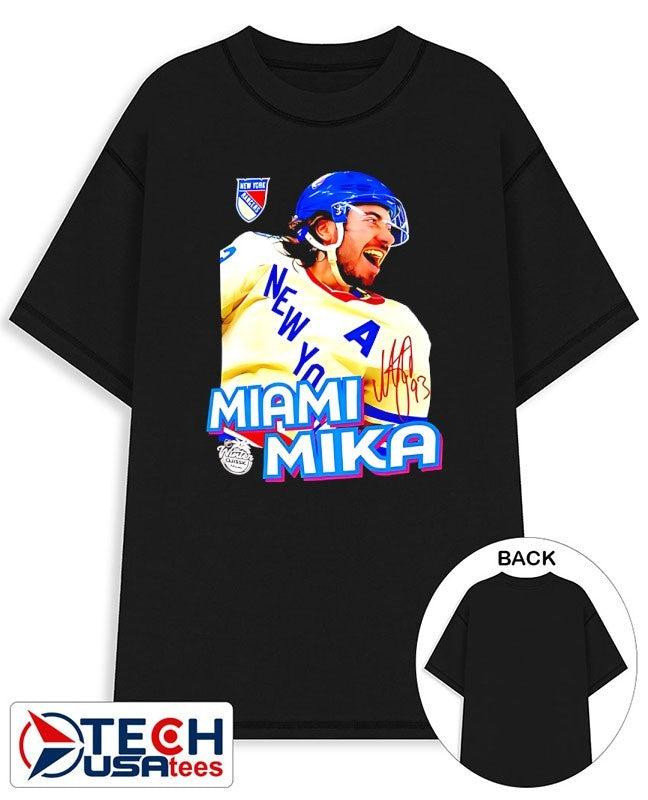 New York Rangers Mika Zibanejad Miami Mika signature shirt Unisex T-shirt, Sweatshirt, Hoodie, Long Sleeve Tee - T-Shirt, Sweatshirt, Hoodie