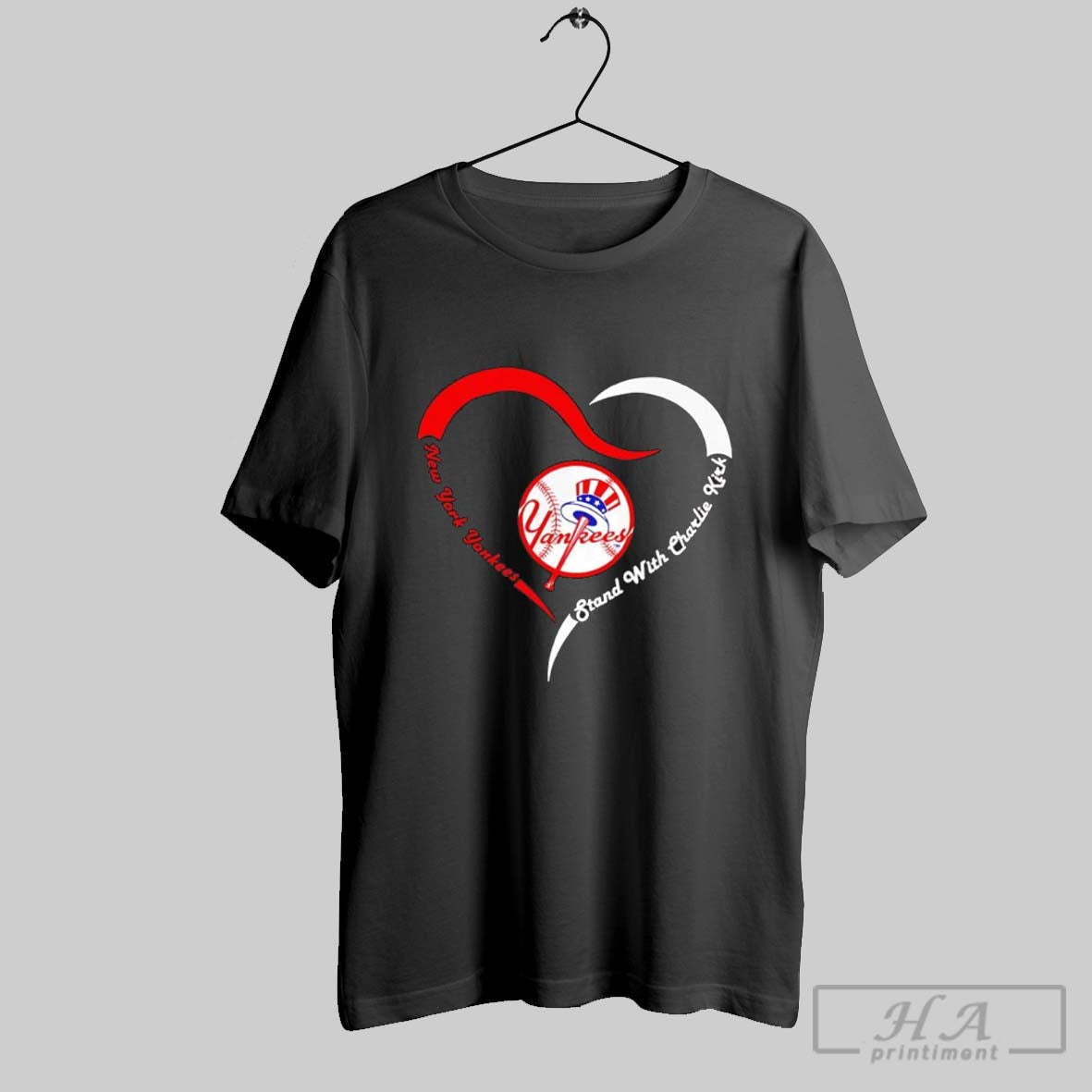 New York Yankees Stand With Charlie Strong Heart Memorial Unisex T-shirt, Sweatshirt, Hoodie, Long Sleeve Tee - T-Shirt, Sweatshirt, Hoodie