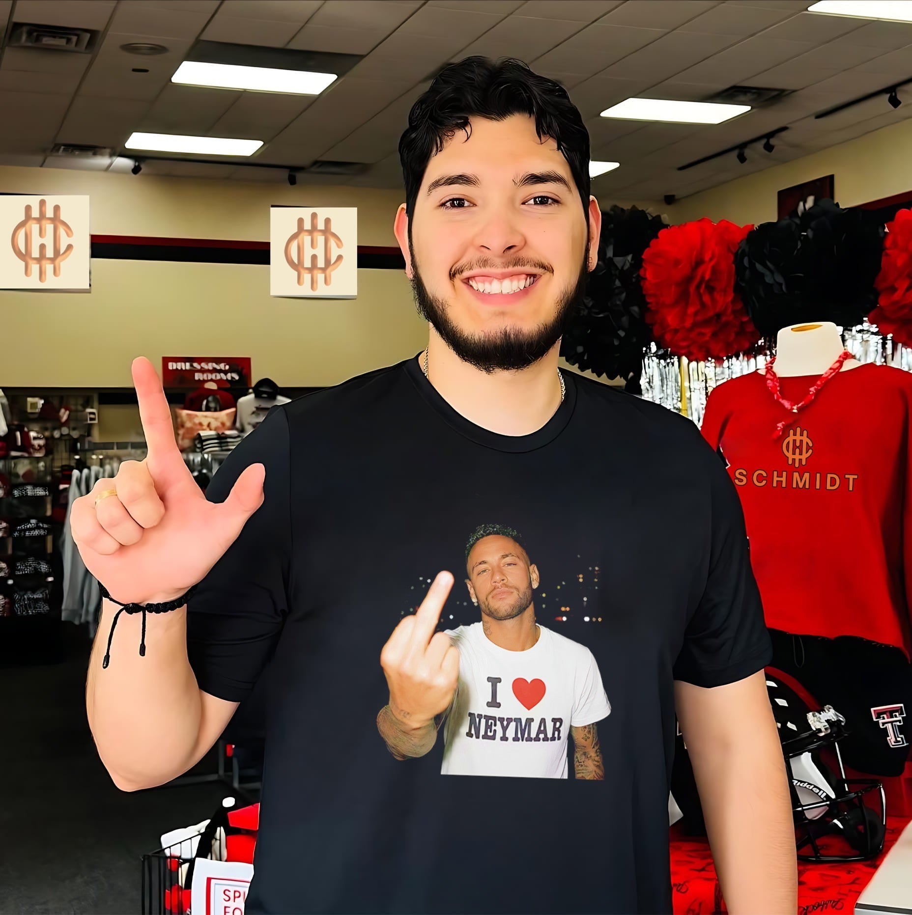 Neymar wearing I love Neymar tee middle finger shirt Unisex T-shirt, Sweatshirt, Hoodie, Long Sleeve Tee - T-Shirt, Sweatshirt, Hoodie