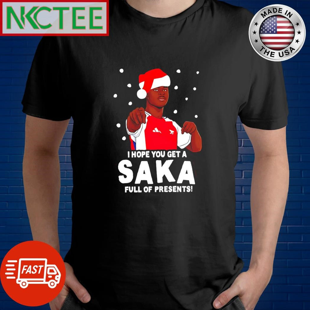 Nice I hope you get a Saka full of presents Christmas snow shirt Unisex T-shirt, Sweatshirt, Hoodie, Long Sleeve Tee - T-Shirt, Sweatshirt, Hoodie