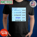 Nice Most valuable private companies via CB Insights SpaceX $350B shirt Unisex T-shirt, Sweatshirt, Hoodie, Long Sleeve Tee - T-Shirt, Sweatshirt, Hoodie