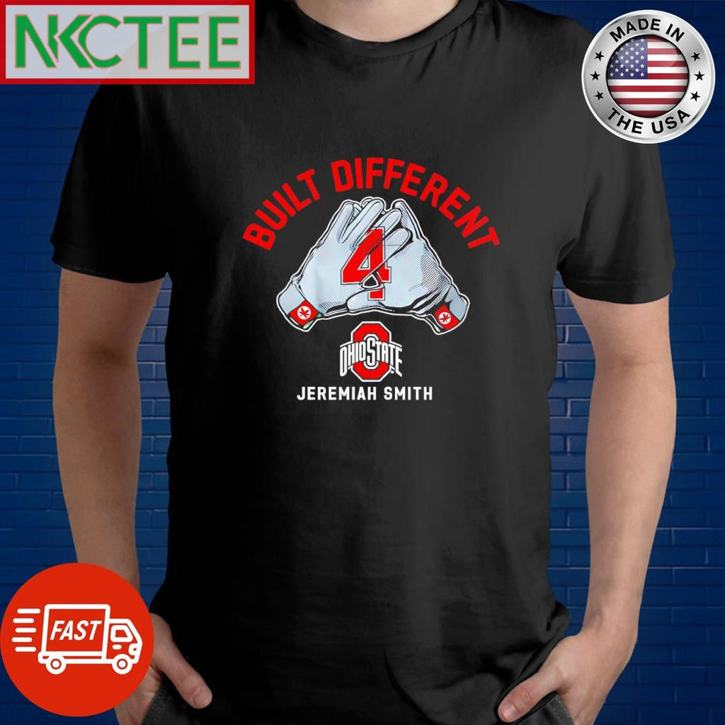 Nice Ohio State football Jeremiah Smith 4 Built Different hand shirt Unisex T-shirt, Sweatshirt, Hoodie, Long Sleeve Tee - T-Shirt, Sweatshirt, Hoodie