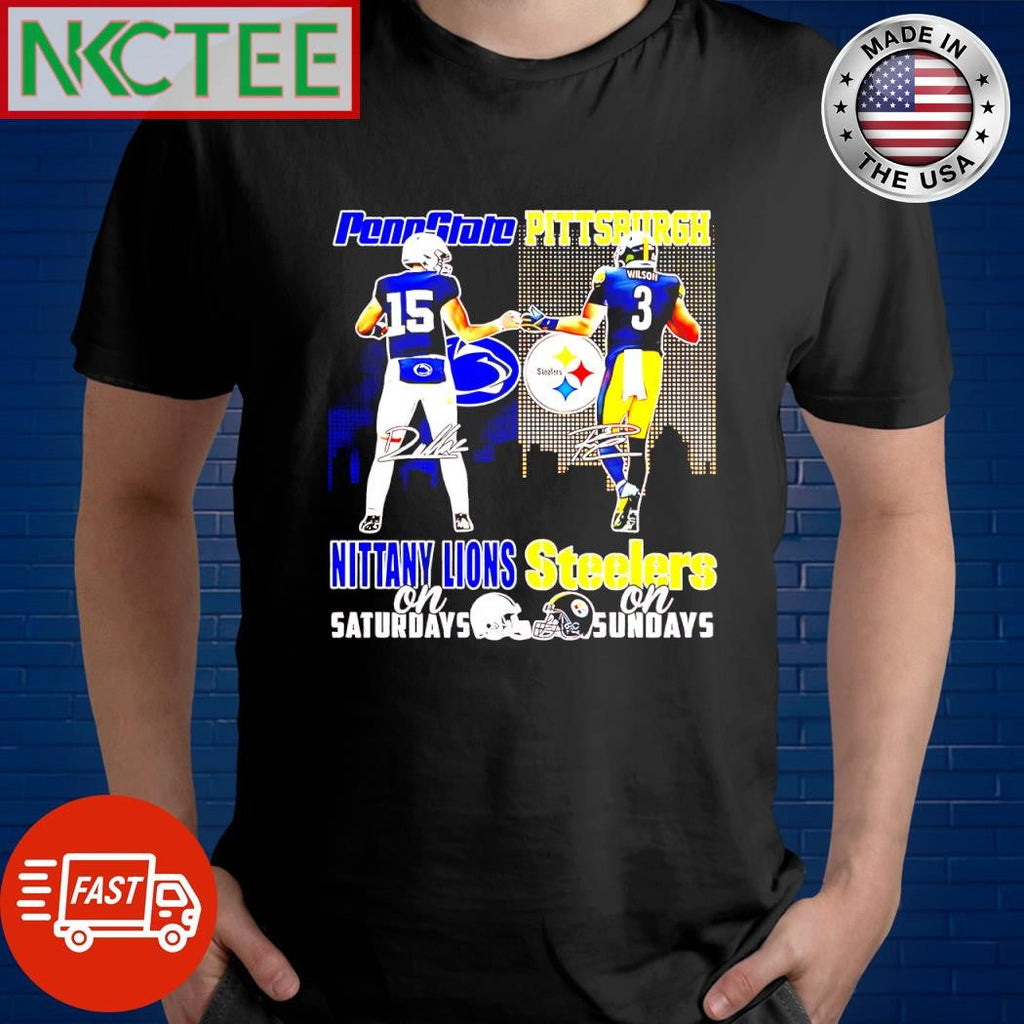 Nice Penn State  Pittsburgh Nittany Lions Steelers on Sundays city skyline signature shirt - T-Shirt, Sweatshirt, Hoodie