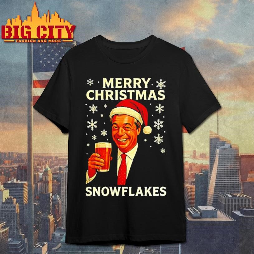 Nigel Farage raises his glass reform merry Christmas snowflakes caricature shirt Unisex T-shirt, Sweatshirt, Hoodie, Long Sleeve Tee - T-Shirt, Sweatshirt, Hoodie