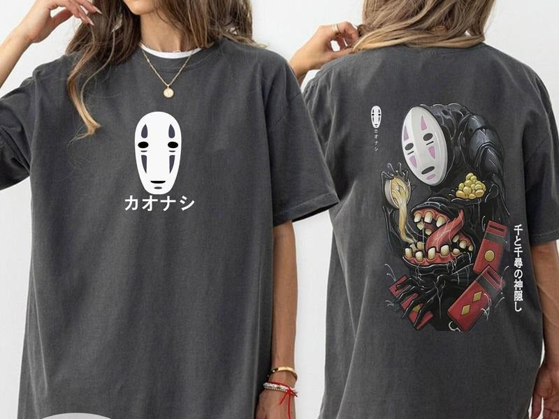 No Face Kaonashi Ghibli Double Side Shirt Kaonashi Studio Ghibli Shirt Spirited Away Shirt Chihiro No Face Shirtspirited Away Shirt T-Shirts, Hoodie, Sweatshirt - T-Shirt, Sweatshirt, Hoodie