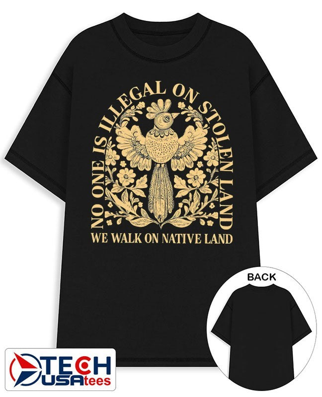 No one is illegal on stolen land we walk on native land Billie Eilish shirt Unisex T-shirt, Sweatshirt, Hoodie, Long Sleeve Tee - T-Shirt, Sweatshirt, Hoodie