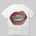 Noissey Grillz Stained Glass Religious Iconography Diamond Grillz Art Bold Lips Gold Gemstone Teeth Streetwear Shirt T-Shirts, Hoodie, Sweatshirt - T-Shirt, Sweatshirt, Hoodie