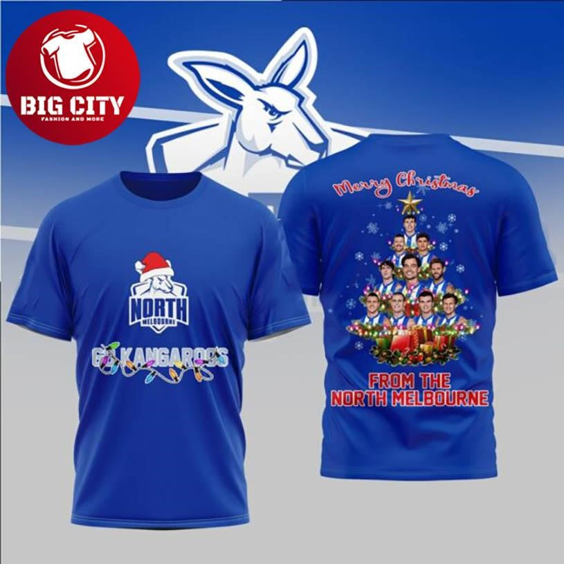 North Melbourne Merry Christmas 2025 Two Sided Shirt Unisex T-shirt, Sweatshirt, Hoodie, Long Sleeve Tee - T-Shirt, Sweatshirt, Hoodie