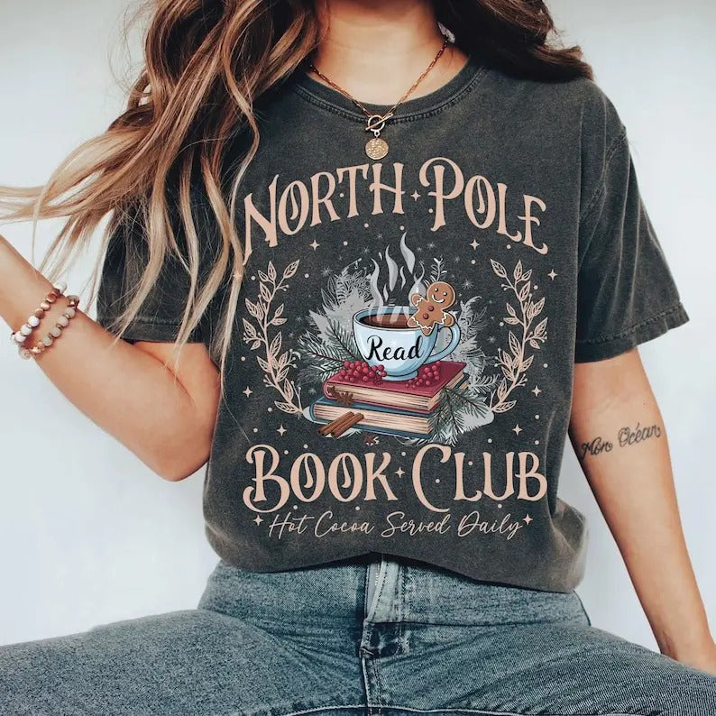 North Pole Shirt Bookish Book Club Book Lover Xmas Book Club Librarian Xmas T-Shirts, Hoodie, Sweatshirt - T-Shirt, Sweatshirt, Hoodie