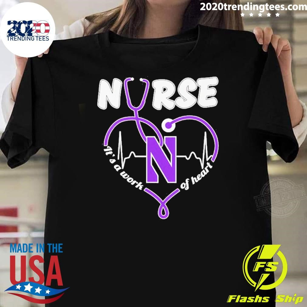 Northwestern Wildcats Heartbeat 2026 Nurse Its A Work Of Heart Shirt Unisex T-shirt, Sweatshirt, Hoodie, Long Sleeve Tee - T-Shirt, Sweatshirt, Hoodie