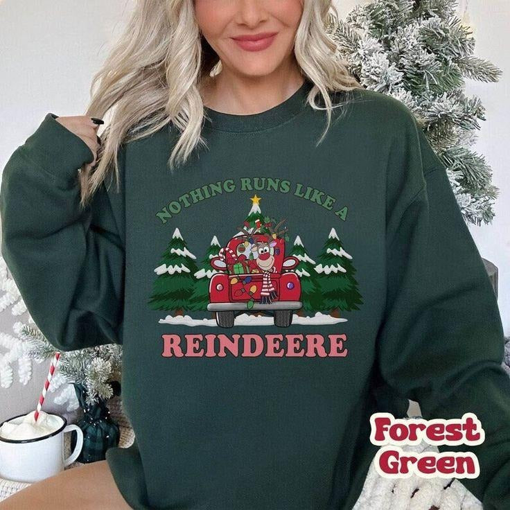 Nothing Runs Like Reindeer Shirt Tractor Reindeer Shirt Farm Life Shirt Farm Tree Shirt T-Shirts, Hoodie, Sweatshirt - T-Shirt, Sweatshirt, Hoodie