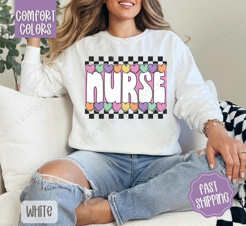 Nurse Candy Hearts Comfort Colors RN Valentine T-Shirts, Hoodie, Sweatshirt - T-Shirt, Sweatshirt, Hoodie