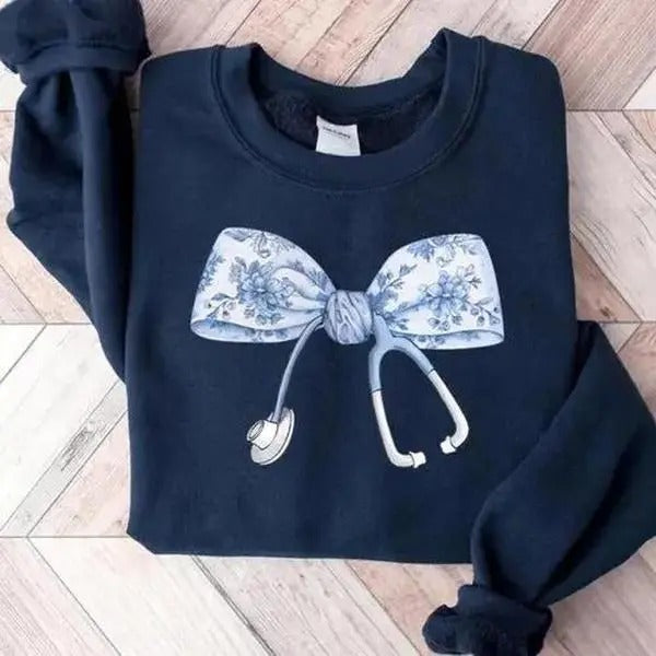 Nurse Coquette Toile Bow Retro Nurse Shirts RN Stethoscope Nursing School Nurses Week Appreciation Menswear Athletic Casual Black Collar T-Shirts, Hoodie, Sweatshirt - T-Shirt, Sweatshirt, Hoodie