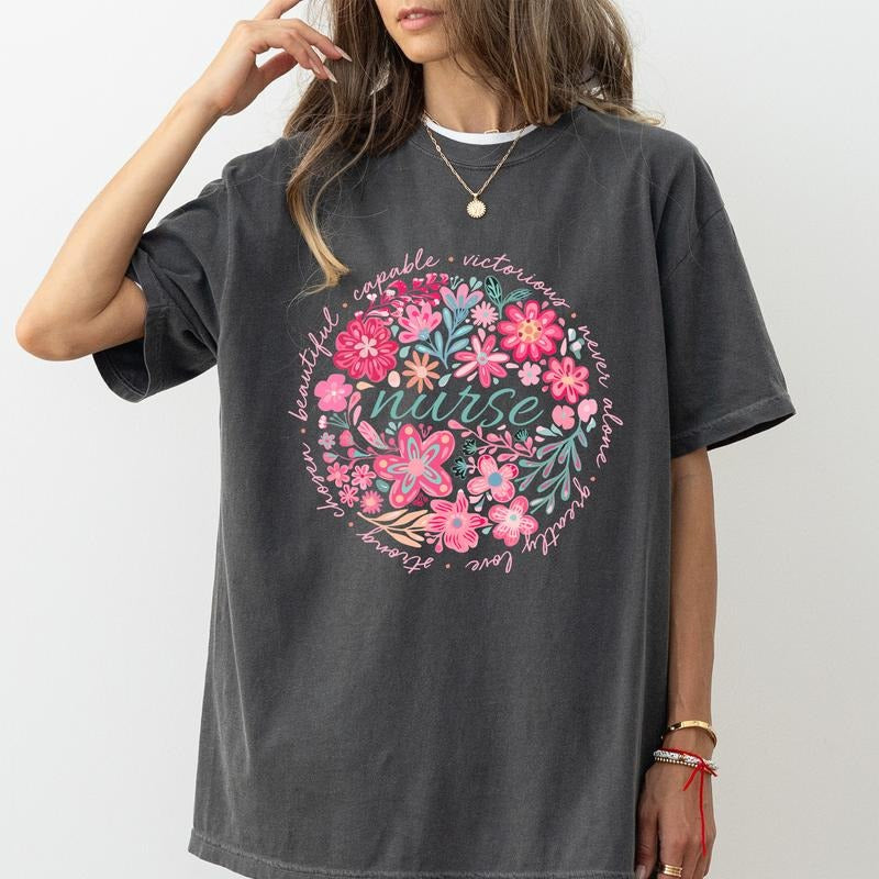 Nurse Floral Comfort Colors Shirt Nurse Wildflower Nurse Nurse Nurse Appreciation T-Shirts, Hoodie, Sweatshirt - T-Shirt, Sweatshirt, Hoodie