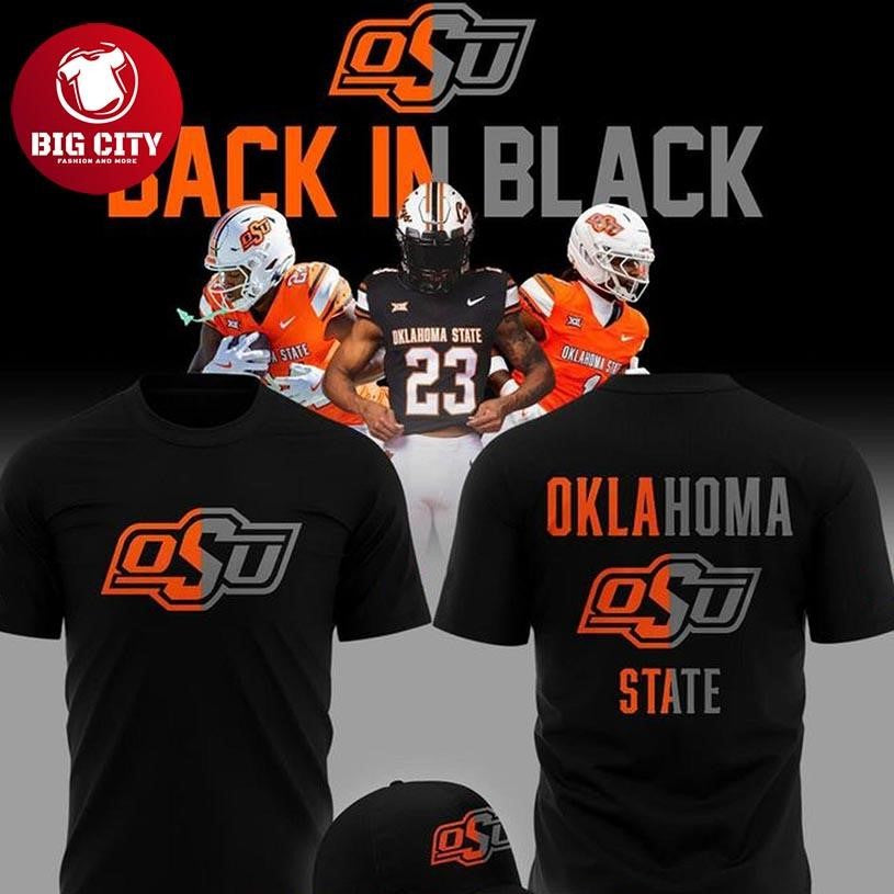 OSU Cowboys Back In Black 2025 Drak Mode Vibe Two Sided Shirt Unisex T-shirt, Sweatshirt, Hoodie, Long Sleeve Tee - T-Shirt, Sweatshirt, Hoodie
