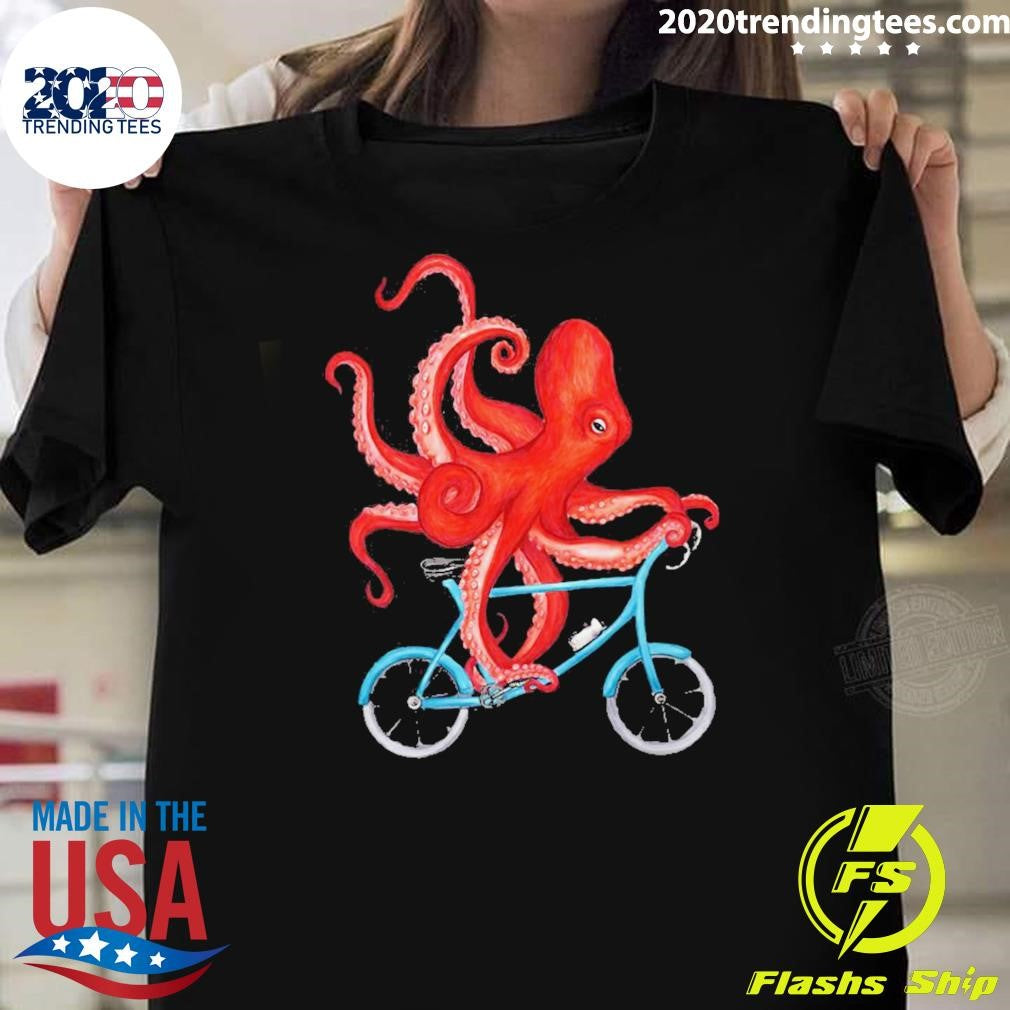 Octopus Riding Bicycle Shirt Unisex T-shirt, Sweatshirt, Hoodie, Long Sleeve Tee - T-Shirt, Sweatshirt, Hoodie