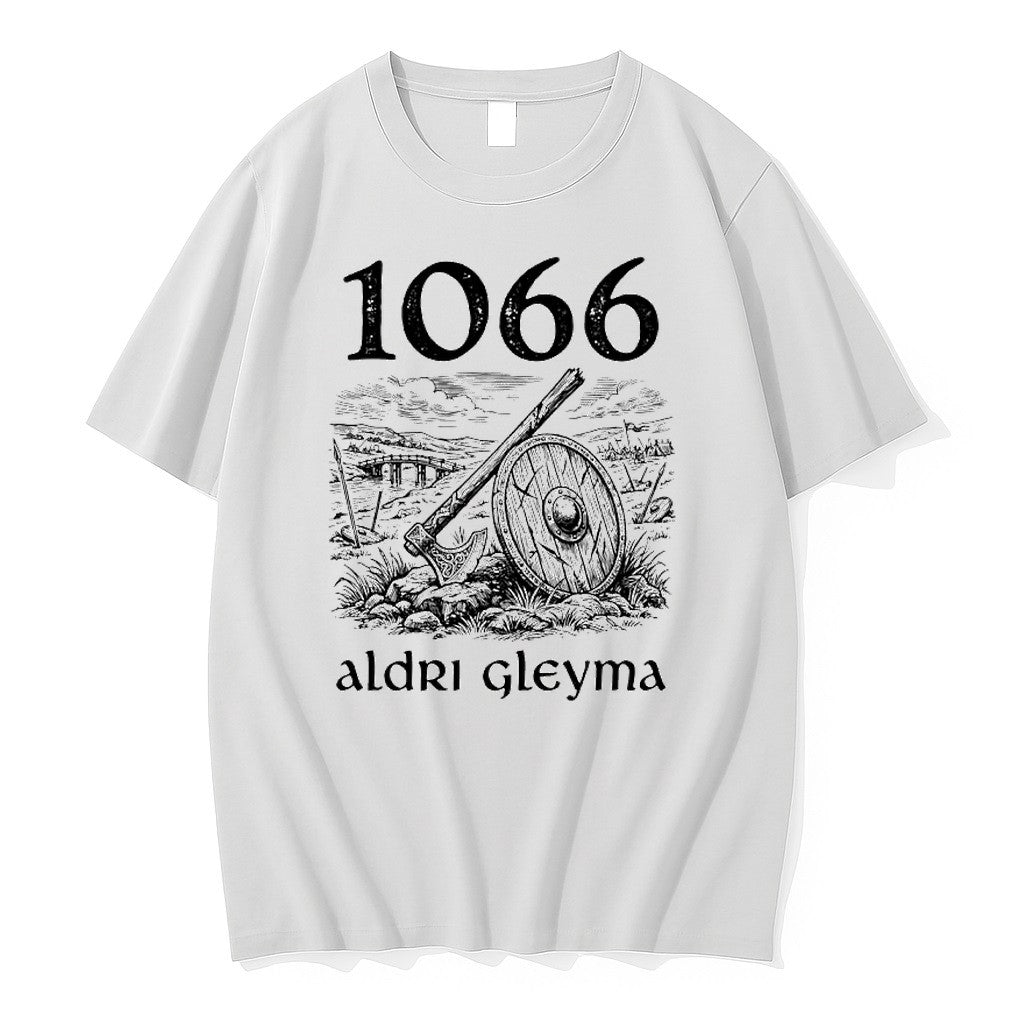 Official 1066 Aldri Gleyma Never Forget Viking Norse Axe Shield History T Shirts Unisex T-shirt, Sweatshirt, Hoodie, Long Sleeve Tee - T-Shirt, Sweatshirt, Hoodie