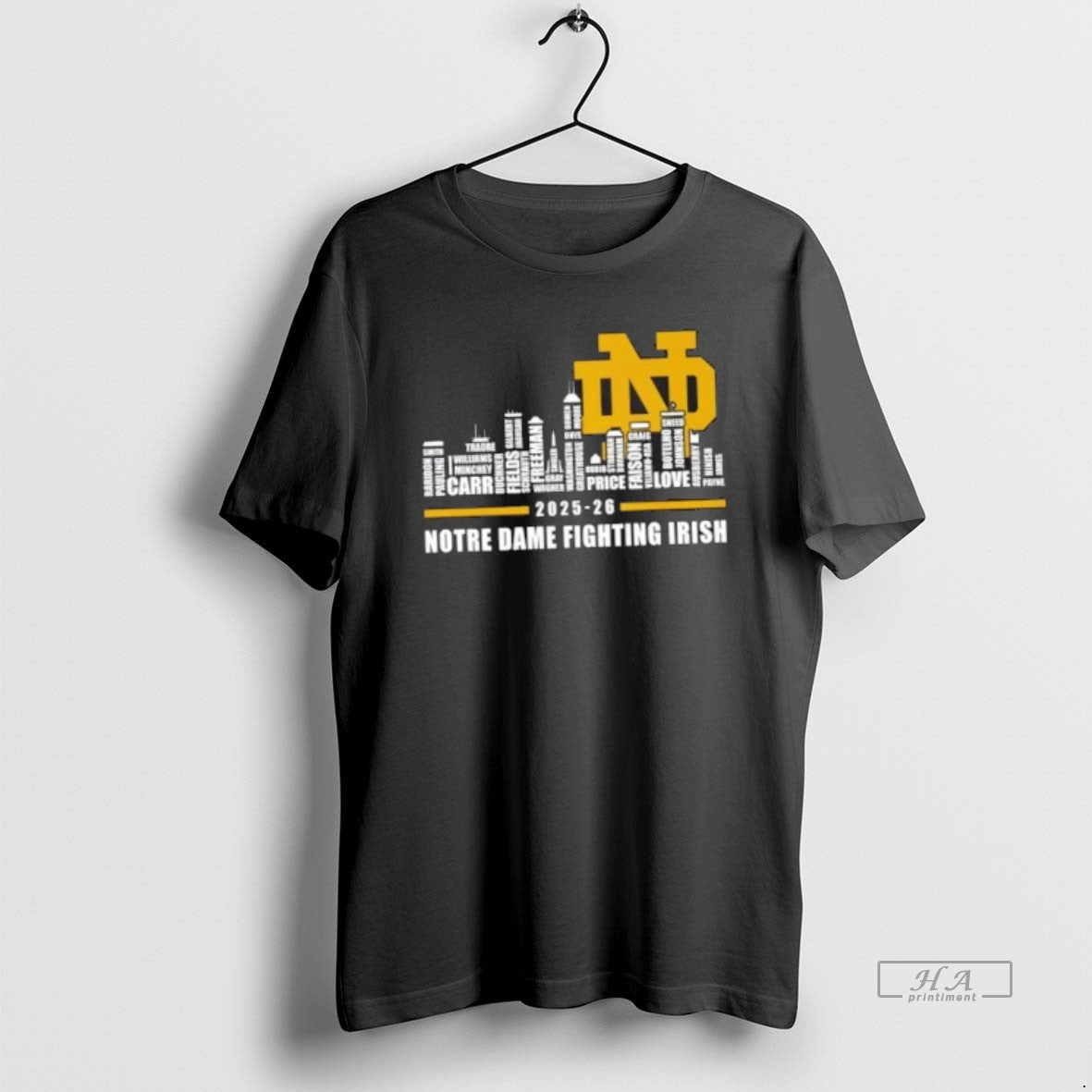 Official 2025 26 Notre Dame Fighting Irish Football All Names City Skyline T-Shirts, Hoodie, Sweatshirt - T-Shirt, Sweatshirt, Hoodie