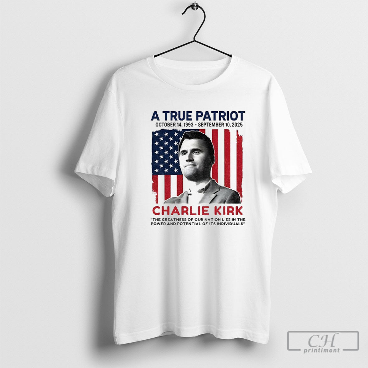 Official A American Patriot Charlie Kirk American Flag Greatness Of Our Nation Lies In The - T-Shirt, Sweatshirt, Hoodie
