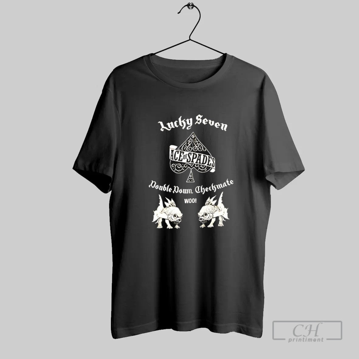Official Ace Of Spades Lucky Seven Double Down Checkmate Woo T Shirt Unisex T-shirt, Sweatshirt, Hoodie, Long Sleeve Tee - T-Shirt, Sweatshirt, Hoodie