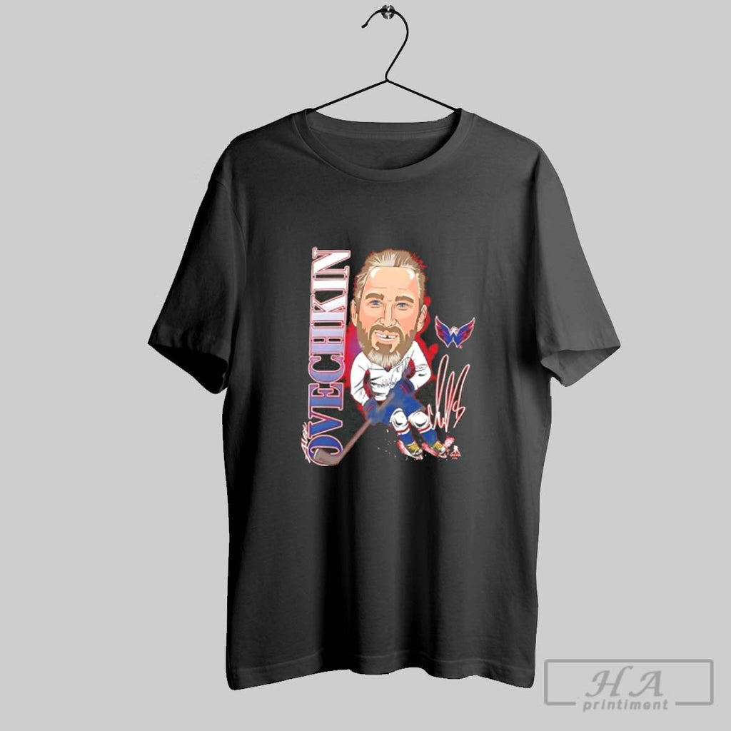 Official Alex Ovechkin Washington Capitals Caricature Signature Unisex T-shirt, Sweatshirt, Hoodie, Long Sleeve Tee - T-Shirt, Sweatshirt, Hoodie