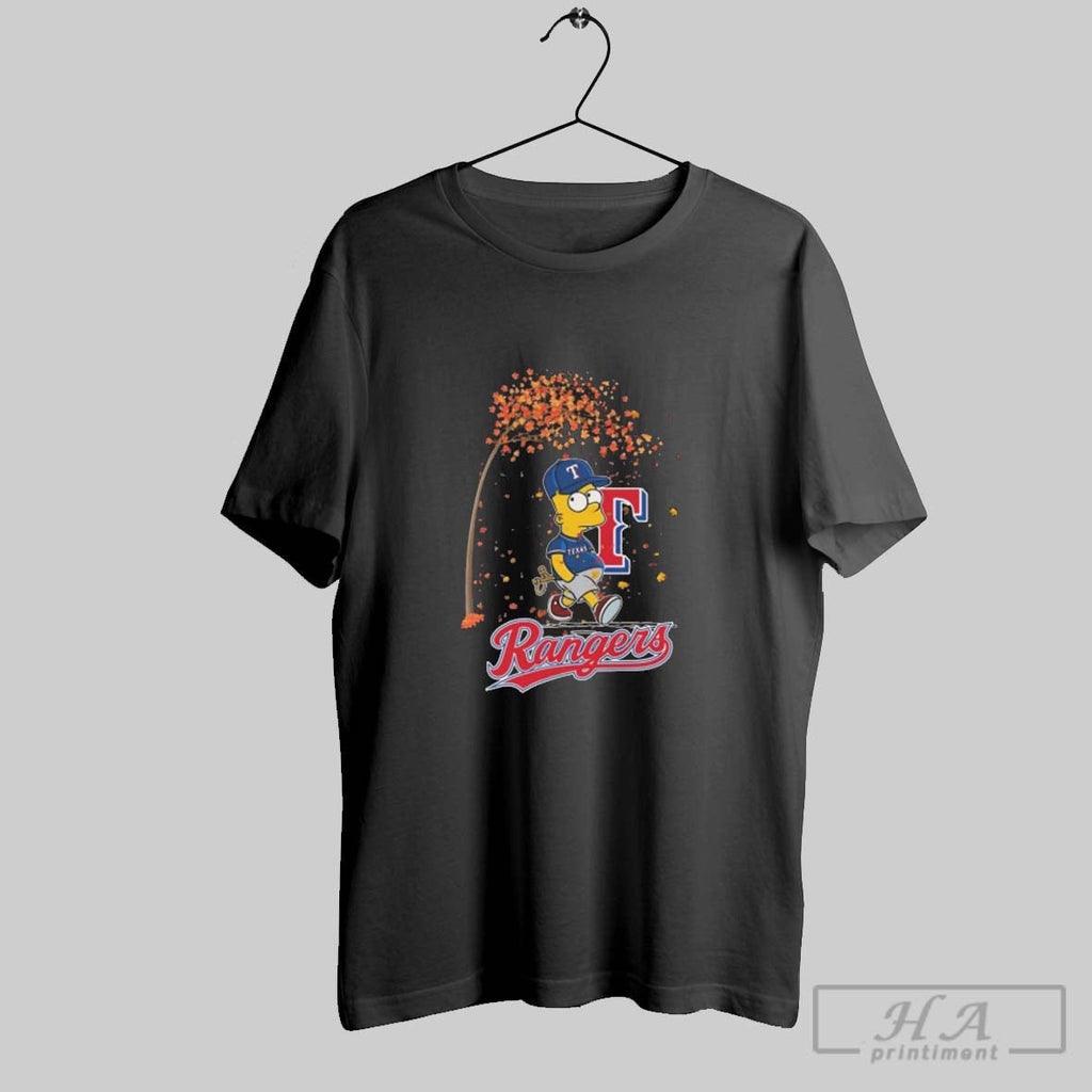 Official Bart Simpson X Texas Rangers Walking Fall 2025 Unisex T-shirt, Sweatshirt, Hoodie, Long Sleeve Tee - T-Shirt, Sweatshirt, Hoodie