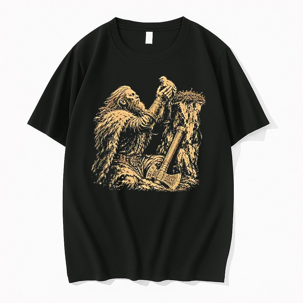 Official Bearded Warrior Holding Bird With Axe T Shirts Jpg Unisex T-shirt, Sweatshirt, Hoodie, Long Sleeve Tee - T-Shirt, Sweatshirt, Hoodie