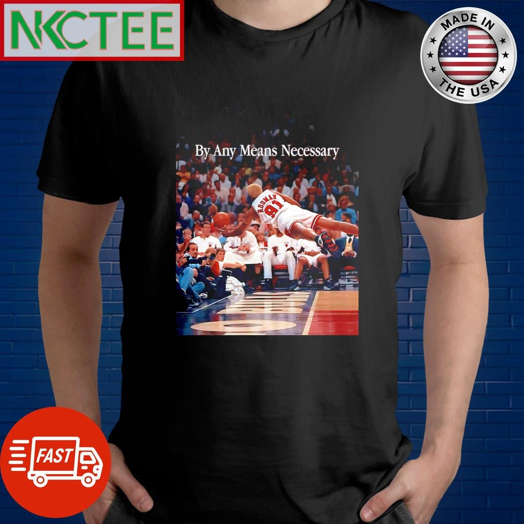 Official By Any Means Necessary Dennis Rodman flying photo shirt Unisex T-shirt, Sweatshirt, Hoodie, Long Sleeve Tee - T-Shirt, Sweatshirt, Hoodie