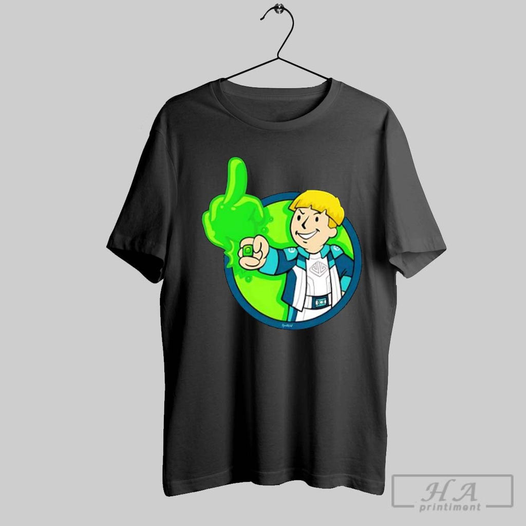 Official Cartoon Boy Middle Finger Green Glow Unisex T-shirt, Sweatshirt, Hoodie, Long Sleeve Tee - T-Shirt, Sweatshirt, Hoodie