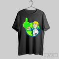 Official Cartoon Boy Middle Finger Green Glow Unisex T-shirt, Sweatshirt, Hoodie, Long Sleeve Tee - T-Shirt, Sweatshirt, Hoodie