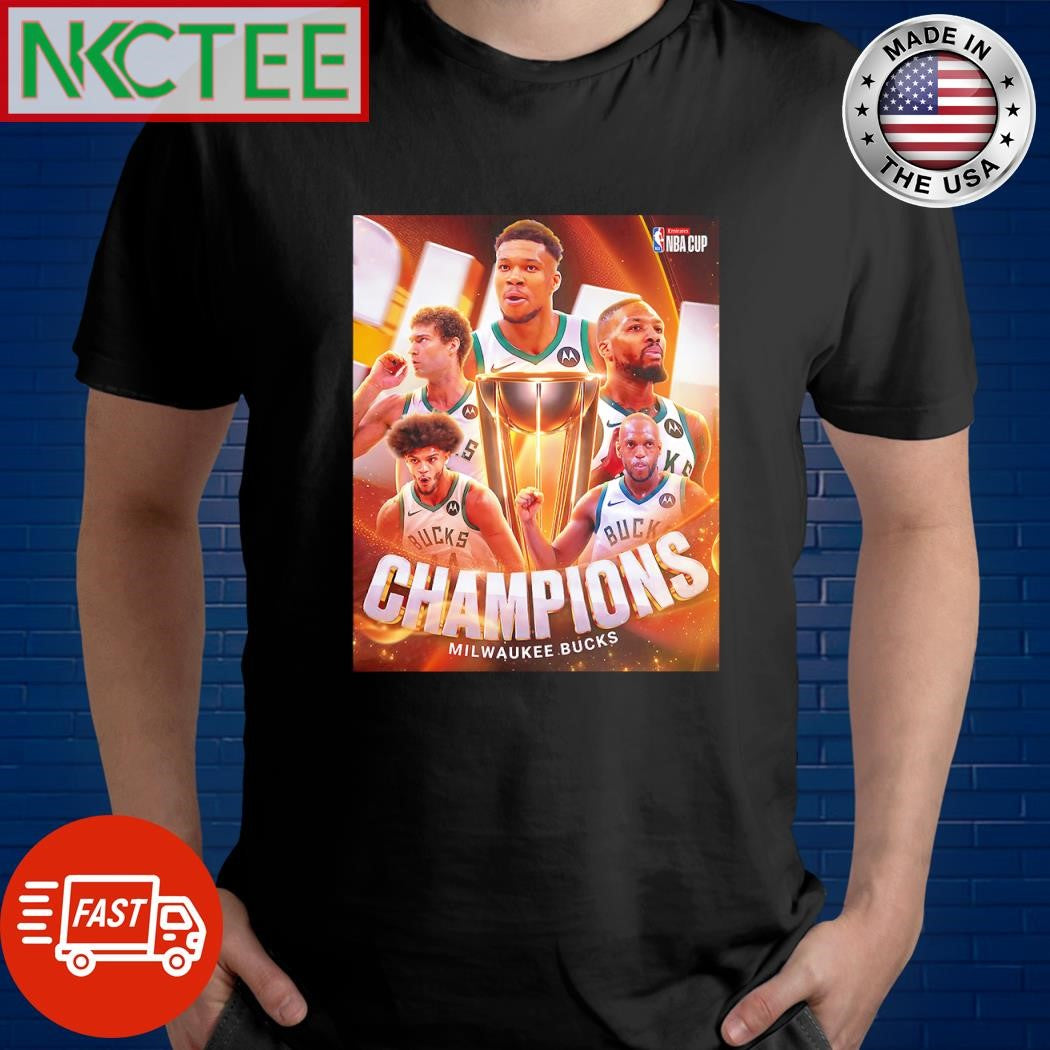 Official Champions Milwaukee Bucks 2024 NBA Cup photo shirt Unisex T-shirt, Sweatshirt, Hoodie, Long Sleeve Tee - T-Shirt, Sweatshirt, Hoodie
