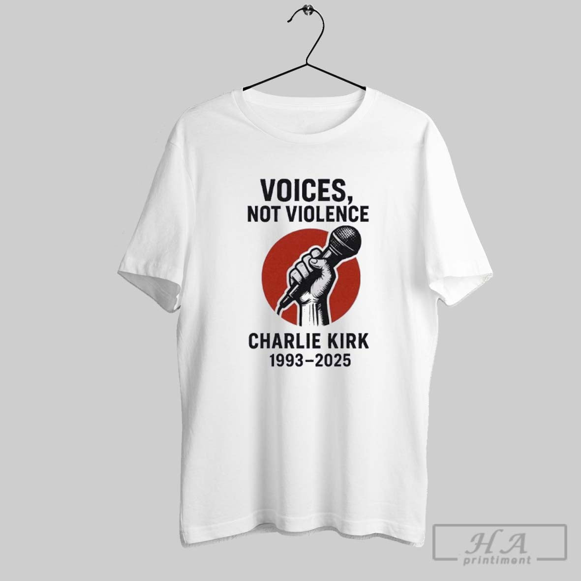 Official Charlie Kirk 1993 2025 Voices Not Violence Unisex T-shirt, Sweatshirt, Hoodie, Long Sleeve Tee - T-Shirt, Sweatshirt, Hoodie