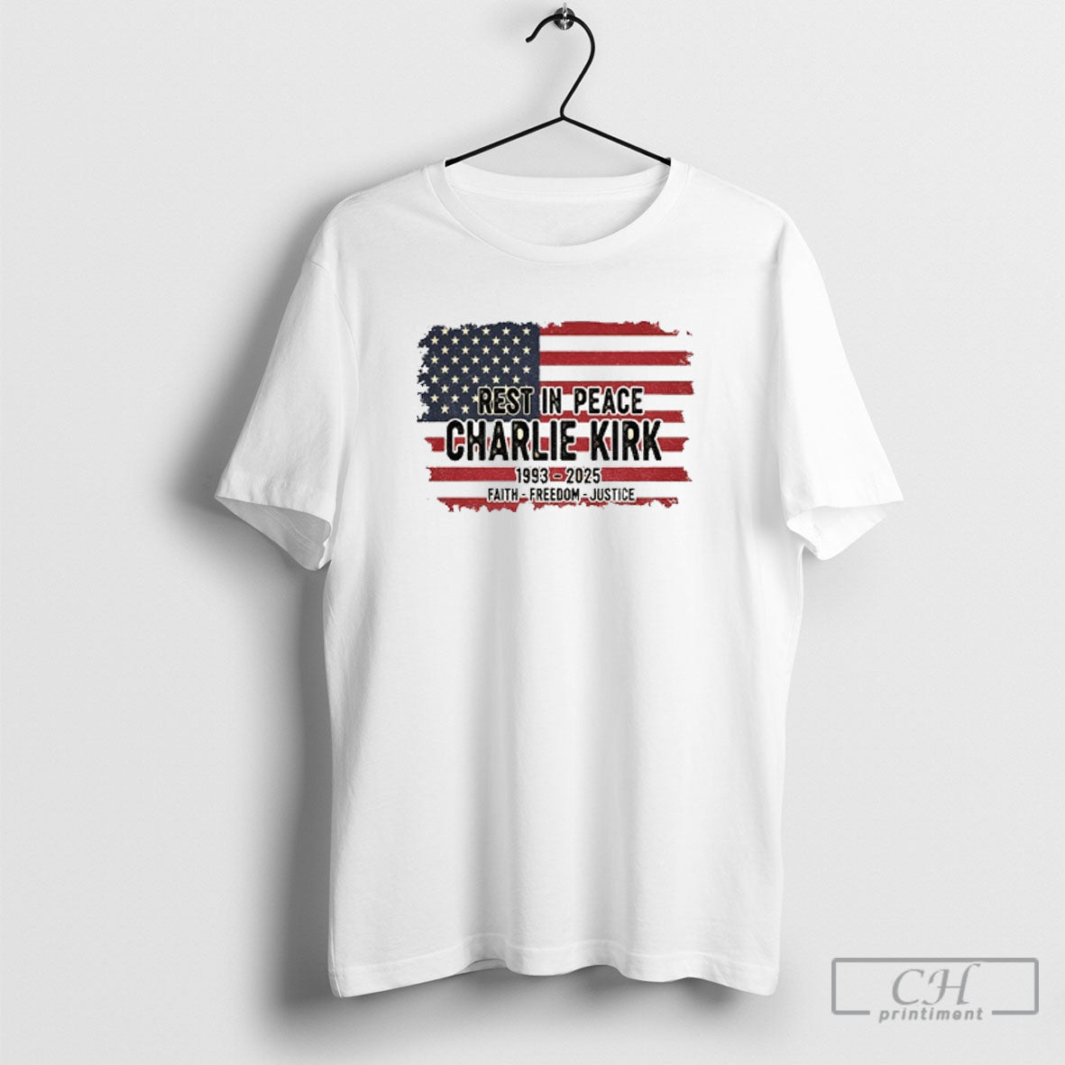 Official Charlie Kirk Memorial Vintage American Flag Rest In Peace 1993 2025 Faith Freedom Justice - T-Shirt, Sweatshirt, Hoodie