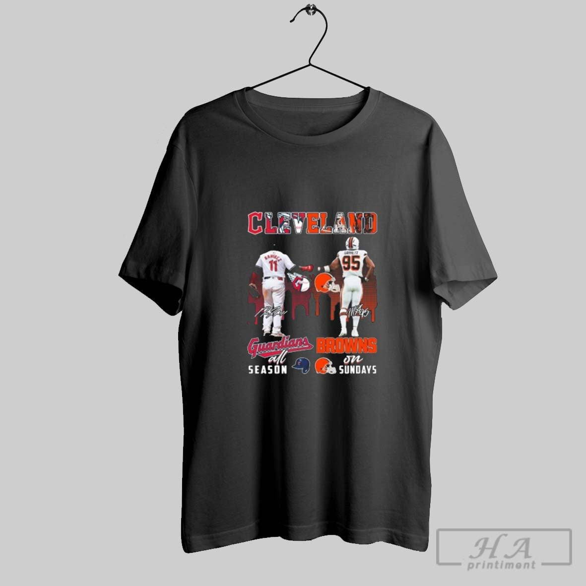 Official Cleveland Guardians Cleveland Guardians All Season And Cleveland Browns Myles Garrett On Sundays Signatures - T-Shirt, Sweatshirt, Hoodie