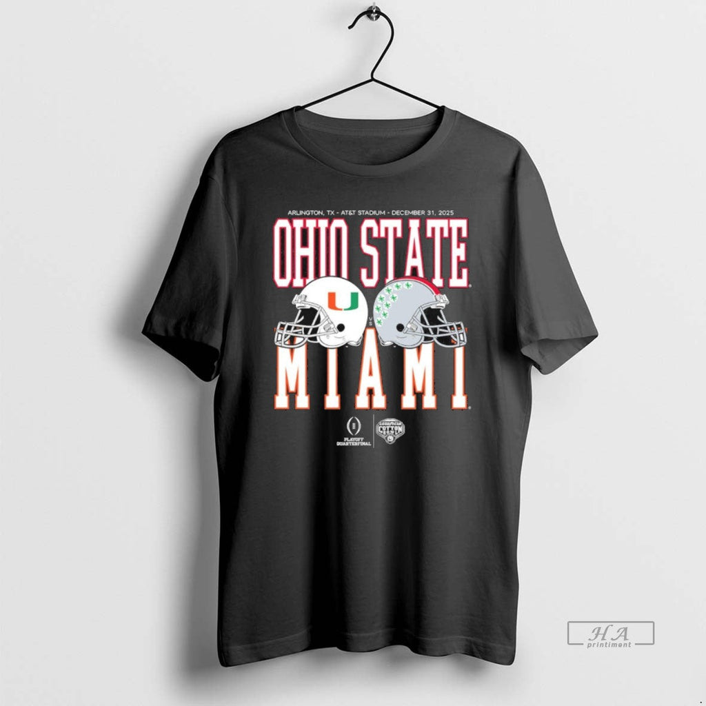 Official Cotton Bowl Classic 2025 Miami Vs Ohio State Helmet Matchup Helmet T-Shirts, Hoodie, Sweatshirt - T-Shirt, Sweatshirt, Hoodie