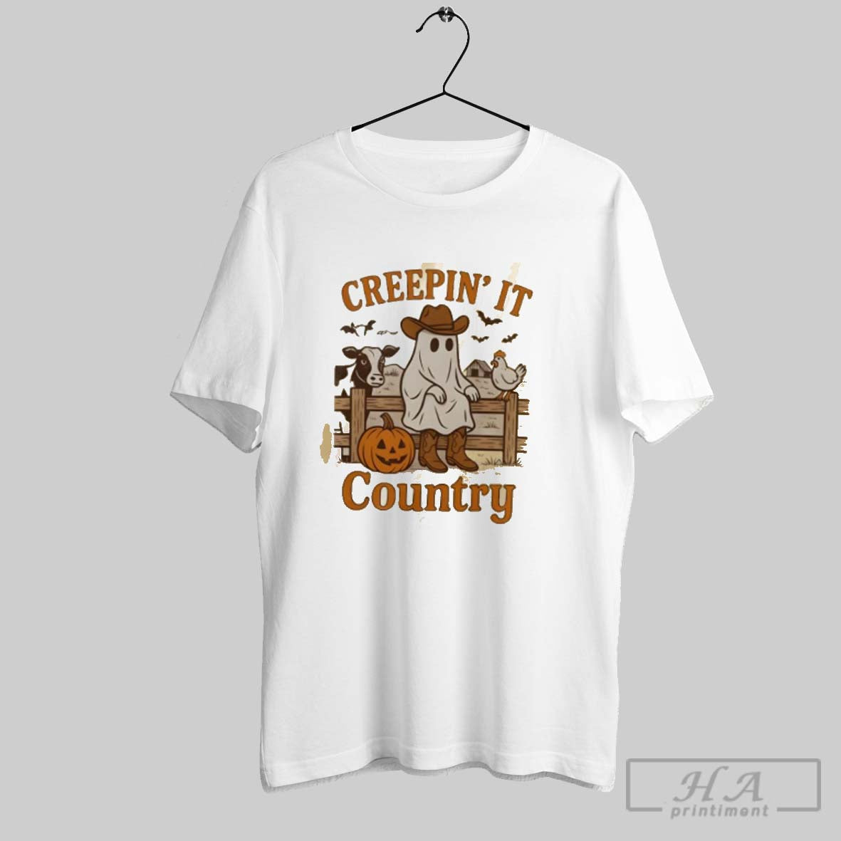 Official Creepin It Country Cute Ghost Western Halloween Unisex T-shirt, Sweatshirt, Hoodie, Long Sleeve Tee - T-Shirt, Sweatshirt, Hoodie