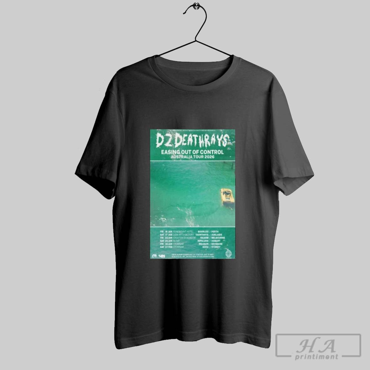 Official Dz Deathrays Easing Out Of Control Australia Tour 2025 Unisex T-shirt, Sweatshirt, Hoodie, Long Sleeve Tee - T-Shirt, Sweatshirt, Hoodie