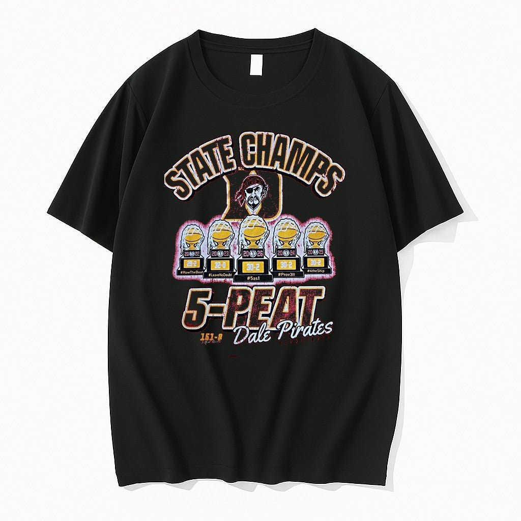 Official Dale Pirates Basketball 5 Peat State Champs Pirate Mascot Championship 1 T Shirts - T-Shirt, Sweatshirt, Hoodie
