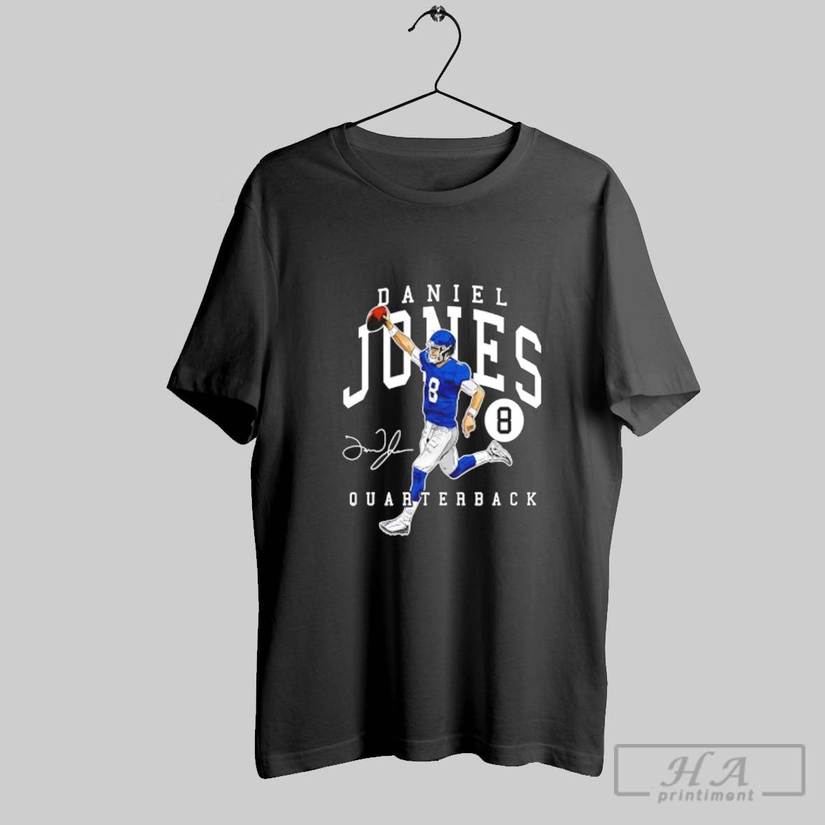 Official Daniel Jones Football Player Quaterback Number 8 Signature Graphic Unisex T-shirt, Sweatshirt, Hoodie, Long Sleeve Tee - T-Shirt, Sweatshirt, Hoodie