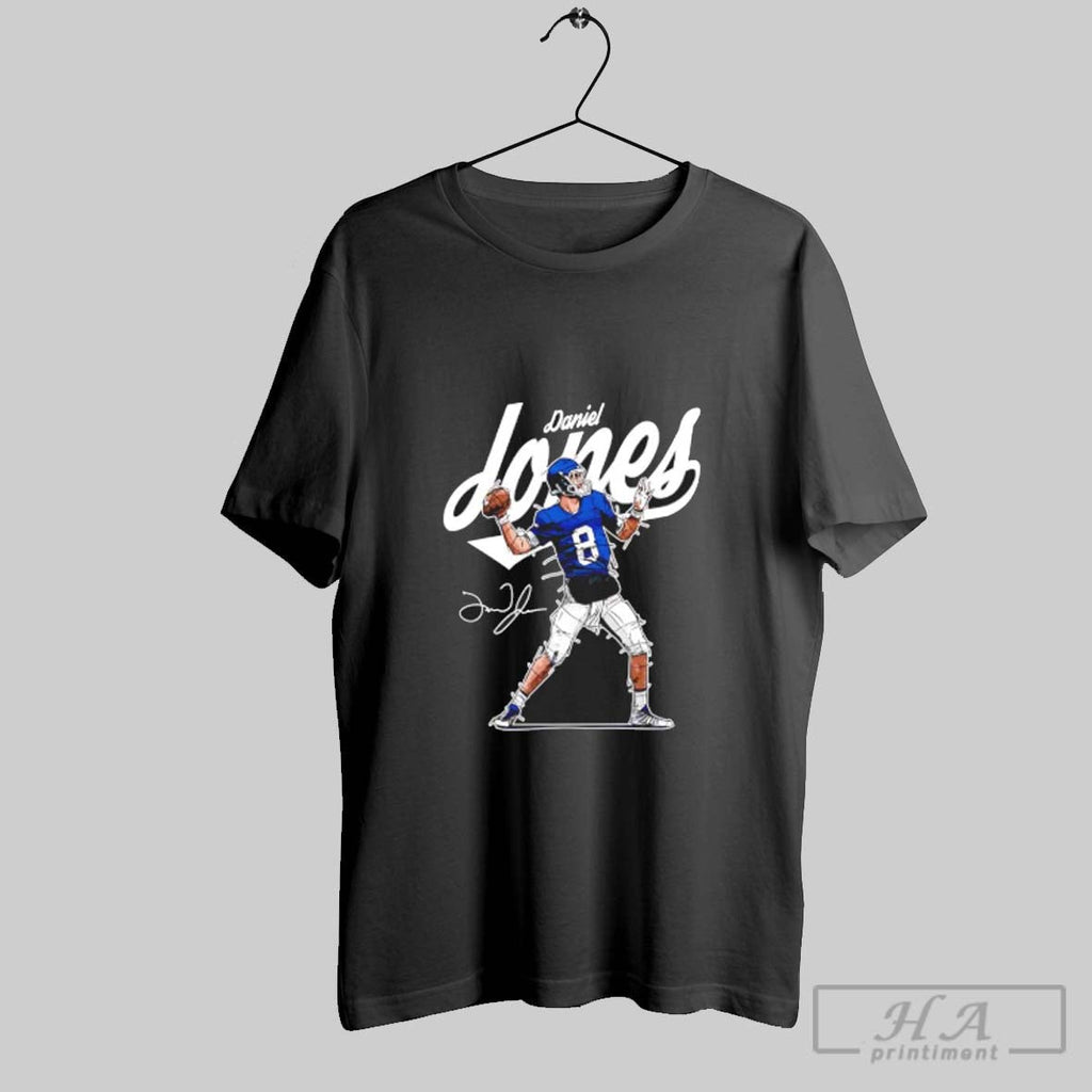 Official Daniel Jones Football Player Throwing Position Signature Graphic Unisex T-shirt, Sweatshirt, Hoodie, Long Sleeve Tee - T-Shirt, Sweatshirt, Hoodie