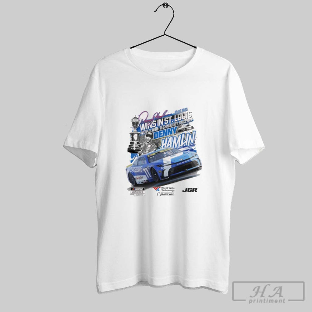 Official Denny Hamlin Checkered Flag Sports 09 07 2025 Enjoy Illinois 300 Race Winner Nascar - T-Shirt, Sweatshirt, Hoodie