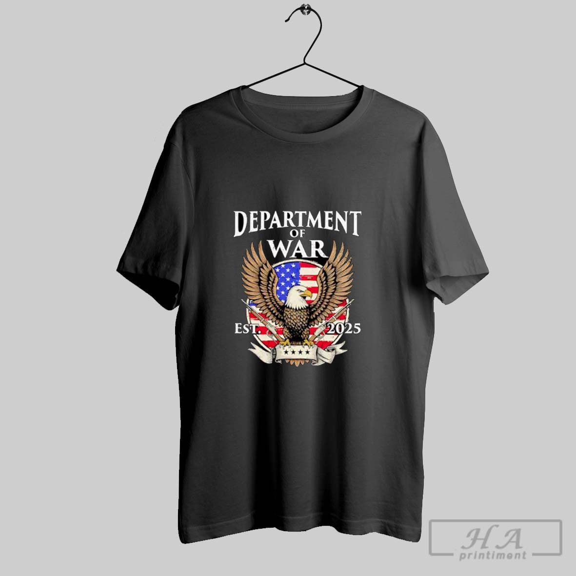 Official Department Of War Eagle With American Flag And Guns Posters Black Unisex T-shirt, Sweatshirt, Hoodie, Long Sleeve Tee - T-Shirt, Sweatshirt, Hoodie