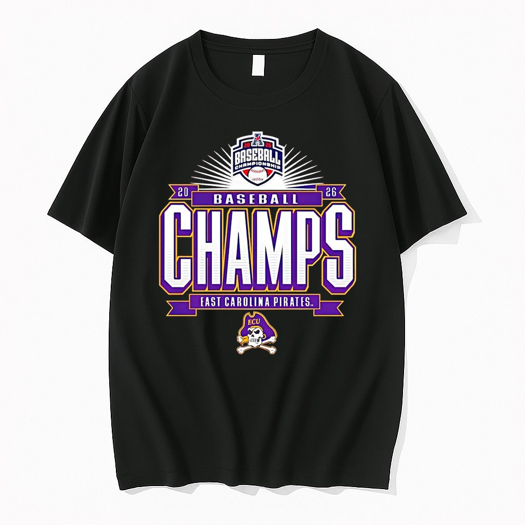 Official East Carolina Pirates 2026 American Conference Baseball Champions 2026 T Shirts Unisex T-shirt, Sweatshirt, Hoodie, Long Sleeve Tee - T-Shirt, Sweatshirt, Hoodie