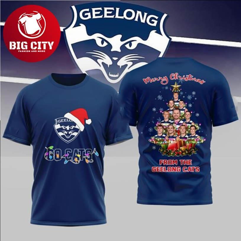 Official Geelong Cats Merry Christmas Player Two Sided Shirt Unisex T-shirt, Sweatshirt, Hoodie, Long Sleeve Tee - T-Shirt, Sweatshirt, Hoodie