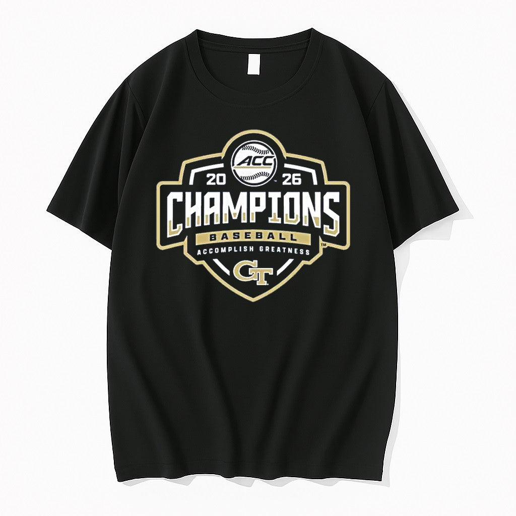 Official Georgia Tech Yellow Jackets 2026 Acc Baseball Tournament Champions 1 T Shirts Unisex T-shirt, Sweatshirt, Hoodie, Long Sleeve Tee - T-Shirt, Sweatshirt, Hoodie